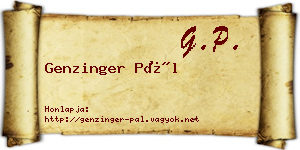 Genzinger Pál névjegykártya